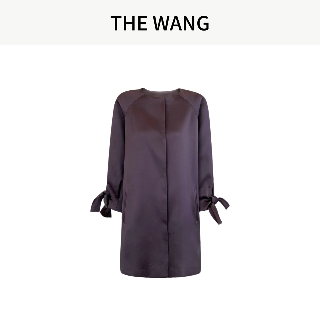 THE WANG 琉璃云裳 重磅醋酸缎廓形外套宽松短裤套装