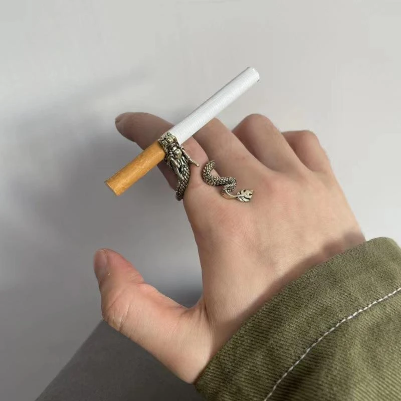 合金戒指 创意个性烟托戒指男士通用霸气抽烟指环烟嘴架烟架夹烟