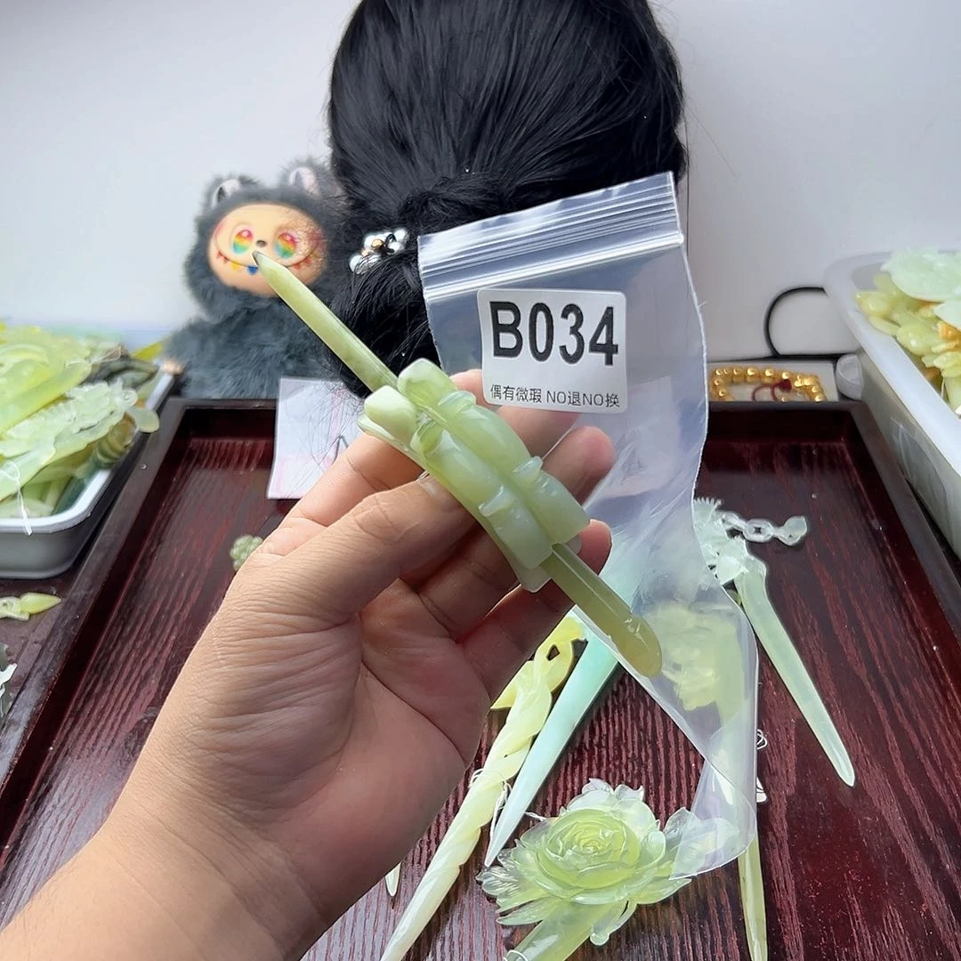 合金蛇纹石玉发饰5**6