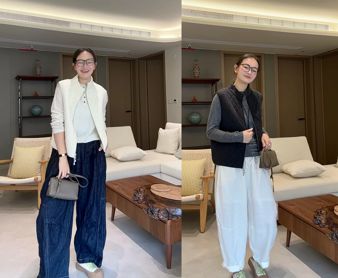 清之音【调性】全羊毛设计师全拉链菱形格立领秋冬设计款黑色马夹