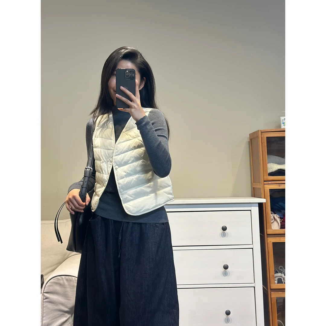 【轻松感小马甲】白鹅绒 女士V领羽绒马甲  89266