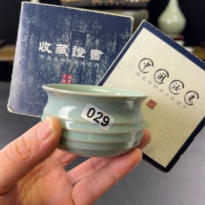 杯仿古釉汝官窑弦纹杯029号