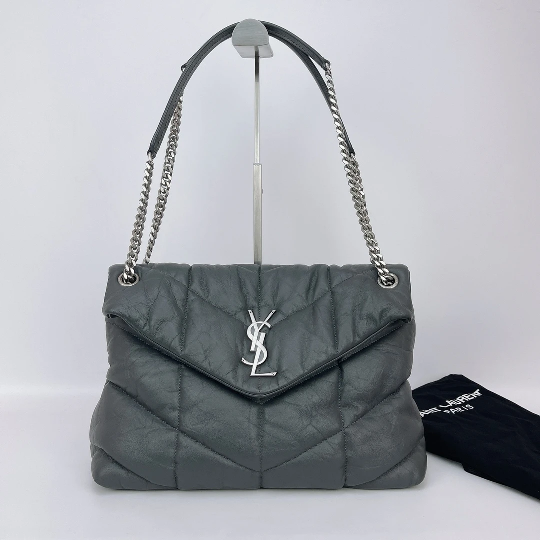 95新 YSL/圣罗兰 圣罗兰 灰色单肩包底长33 B996