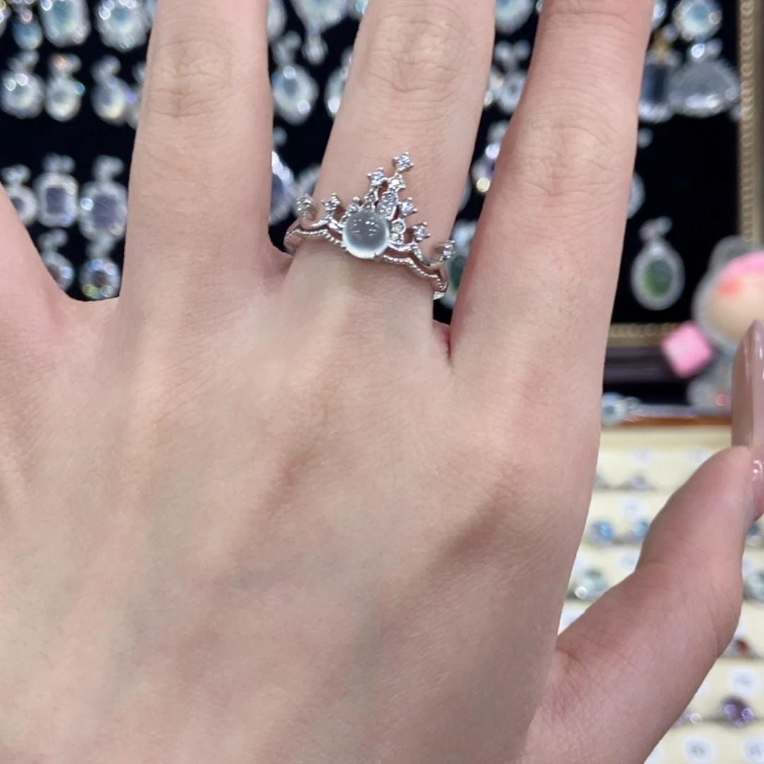 蛇纹石玉银S925镶嵌戒指