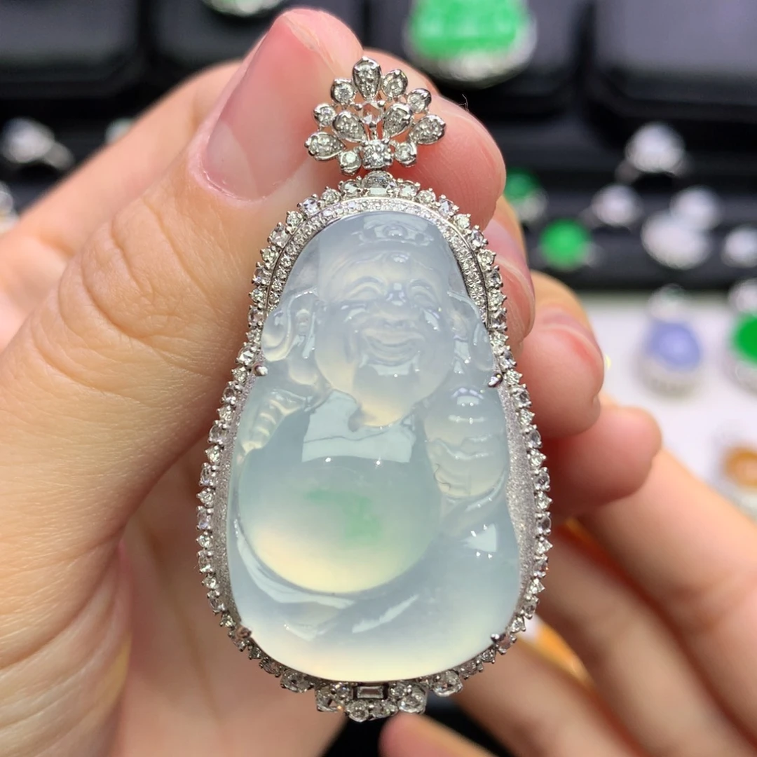 翡翠18K金镶嵌吊坠(不含链)