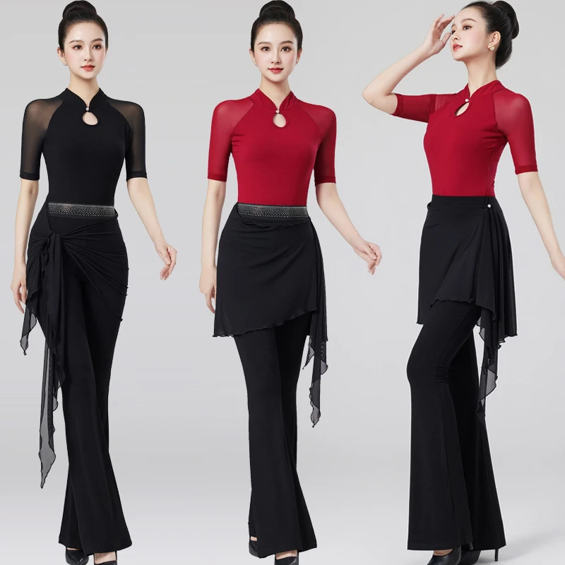 形体训练服修身形体衣2025新款网纱礼仪模特走秀舞蹈演出练功服女