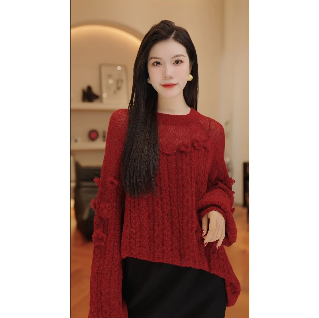 THE MENG【普罗旺斯】【自由】羊绒天丝绵羊毛锁温毛针织衫#M244E0263