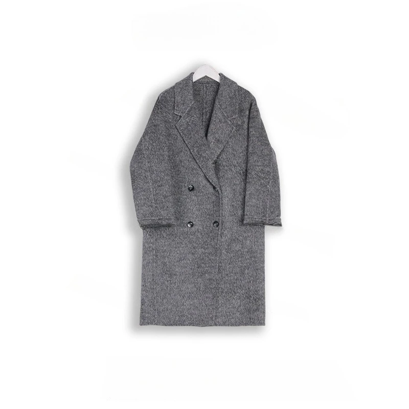 粉色秋冬款品质女装高级感大衣女秋冬双面羊毛大衣双排扣中长款