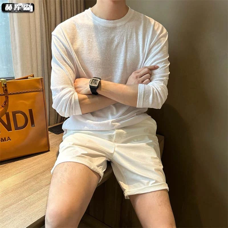 赫库森夏季新品透气防晒打底衫男士长袖T恤宽松百搭凉感简约上衣