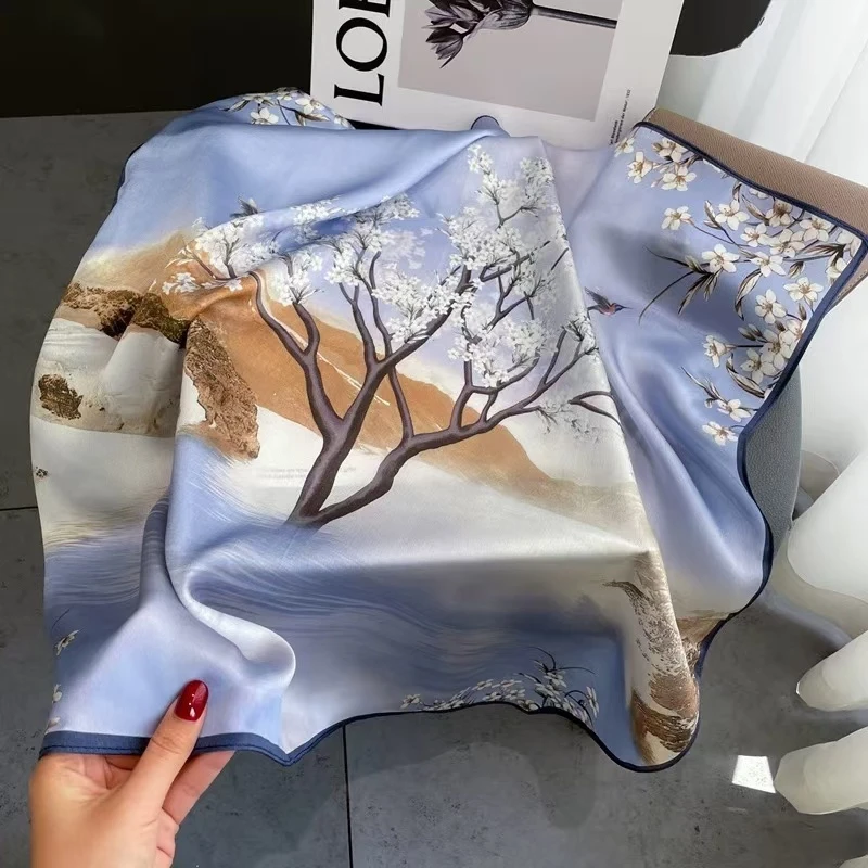 f70-6【心有桃花】  丽景缎70*70左右气质丝巾方巾时尚