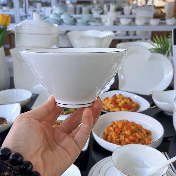 45%以上骨粉骨瓷5英寸斗笠米饭碗6个装