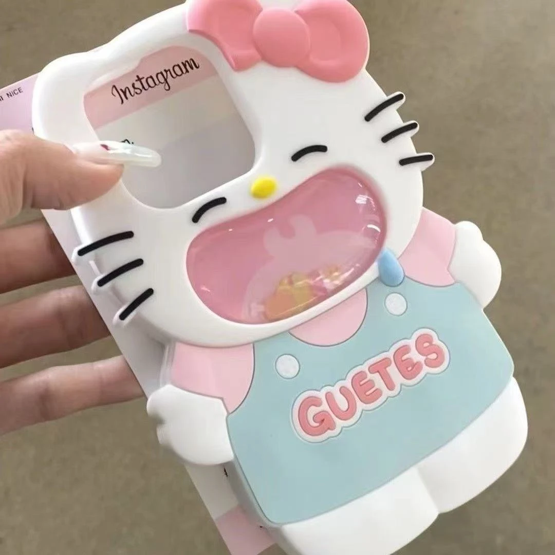 卡通立体吃货HelloKitty适用iphone15promax手机壳卡通硅胶手机壳