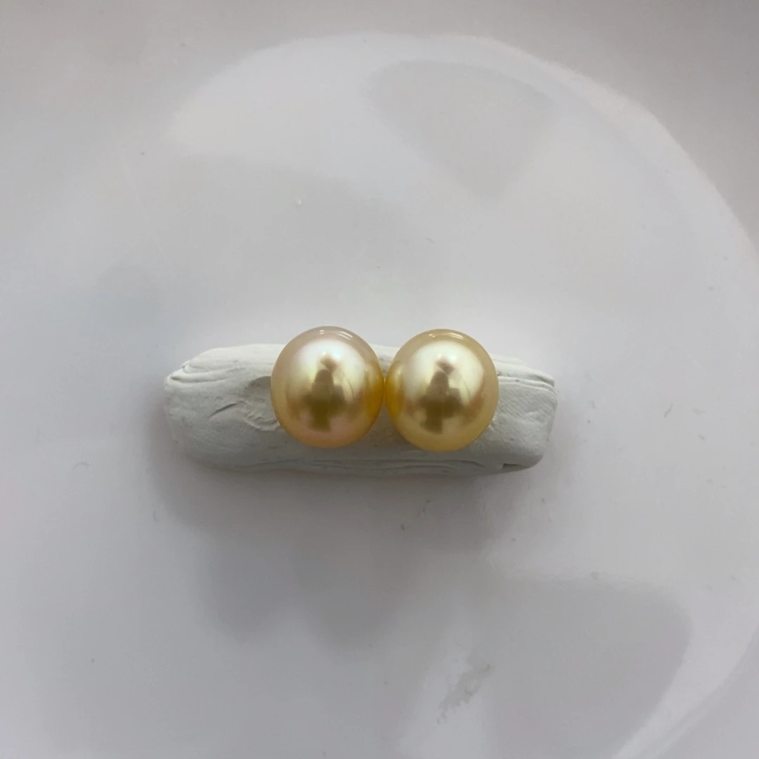 海水珍珠裸珠金珠圆珠10.9mm微瑕