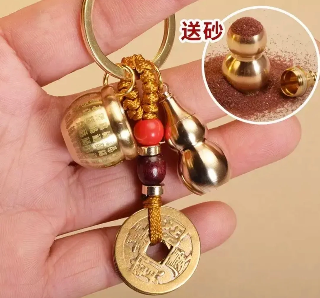 【老师推荐】黄铜百福缸挂件钥匙扣复古开口葫芦挂饰挂件