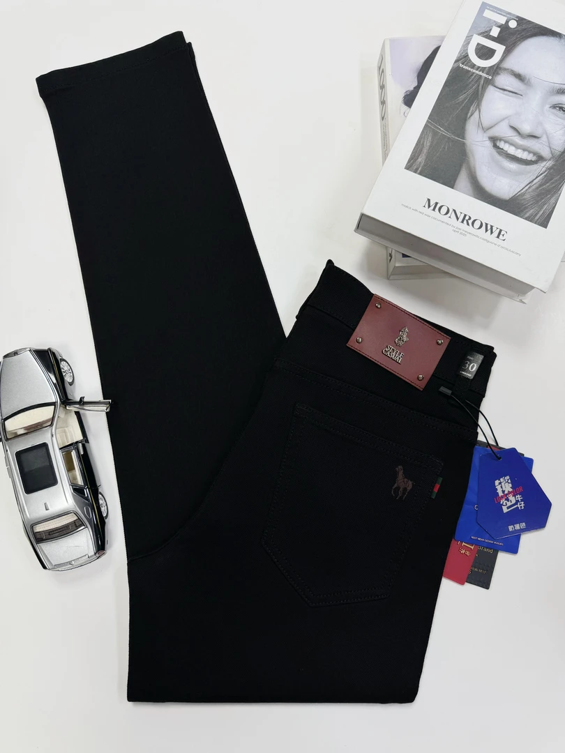 修身小直筒美式港风牛仔裤升级新款黑色不掉色弹力2025男士秋冬