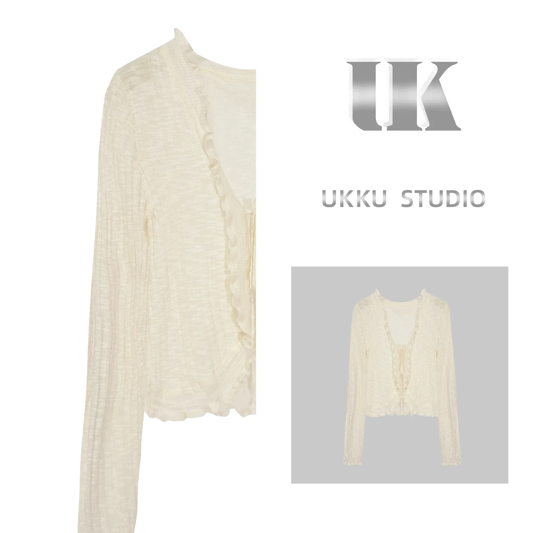 牛【UKKU STUDIO】时尚季针织夏开衫薄款紫洋气披肩开衫311914