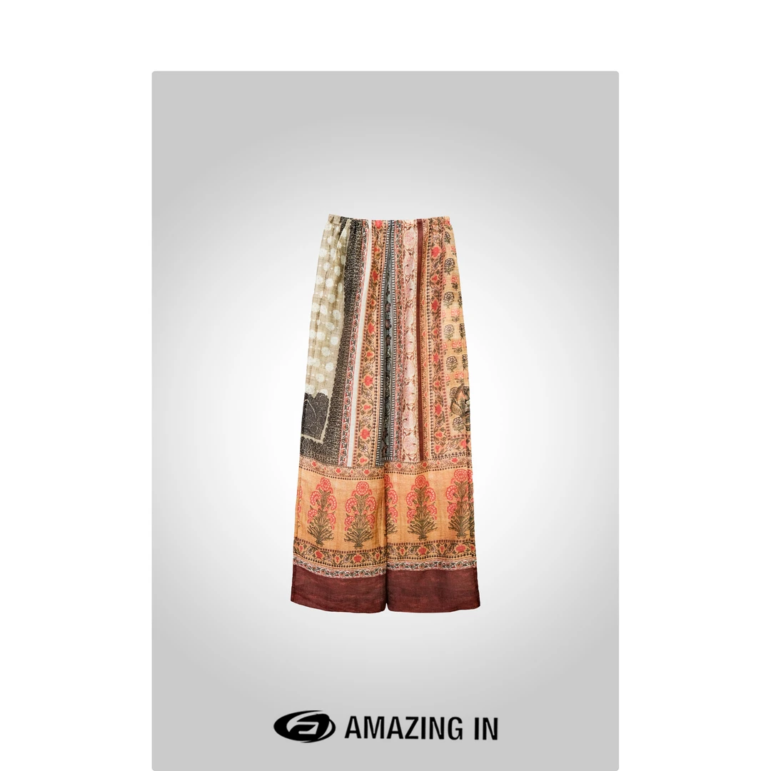 AMAZING IN “假日”天丝麻民族风印花阔腿裤A240616-NYW-245359