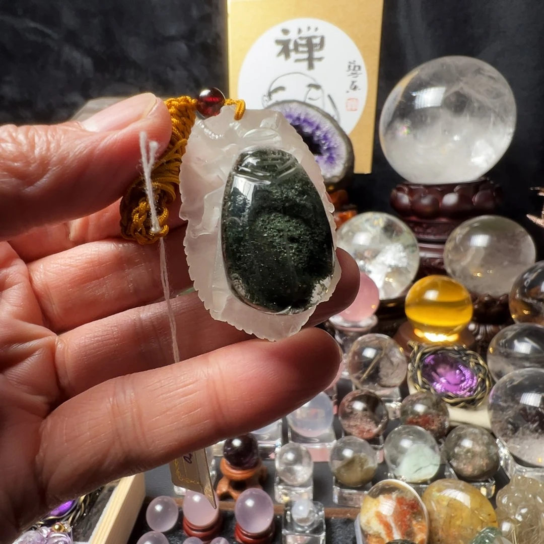 颈饰水晶未镶嵌绿幽灵手工雕刻
