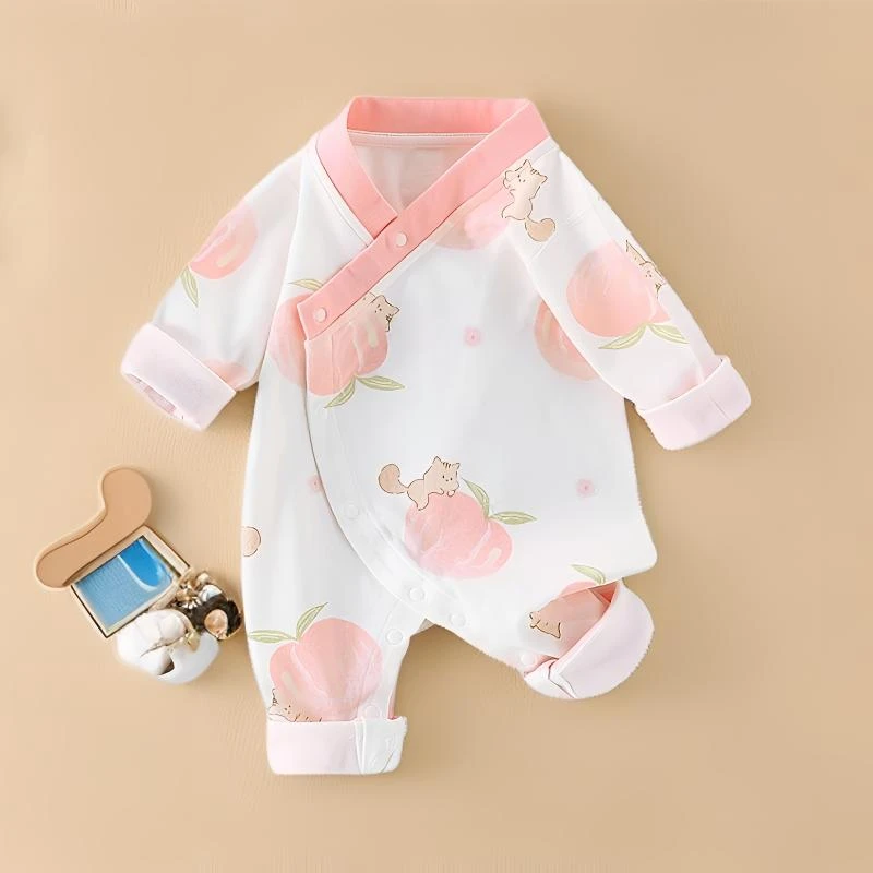 婴儿连体衣服春秋款四季纯棉男女新生儿宝宝春装哈衣爬服无骨