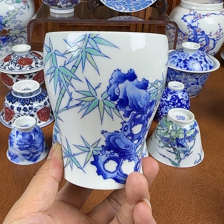 斗彩纯手绘大可乐杯