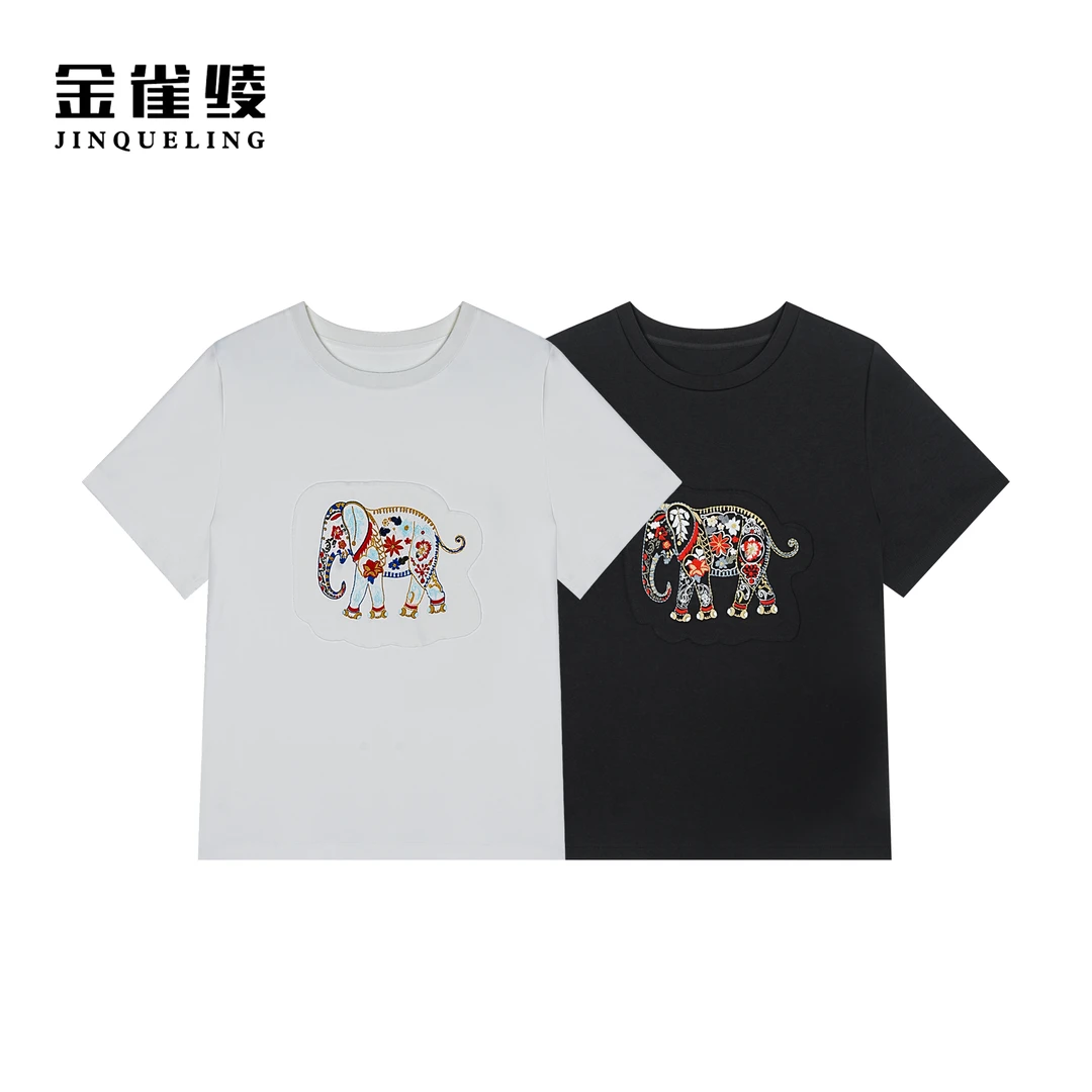 金雀绫【万象更新】时尚休闲设计师感刺绣工艺小衫SZA1S015