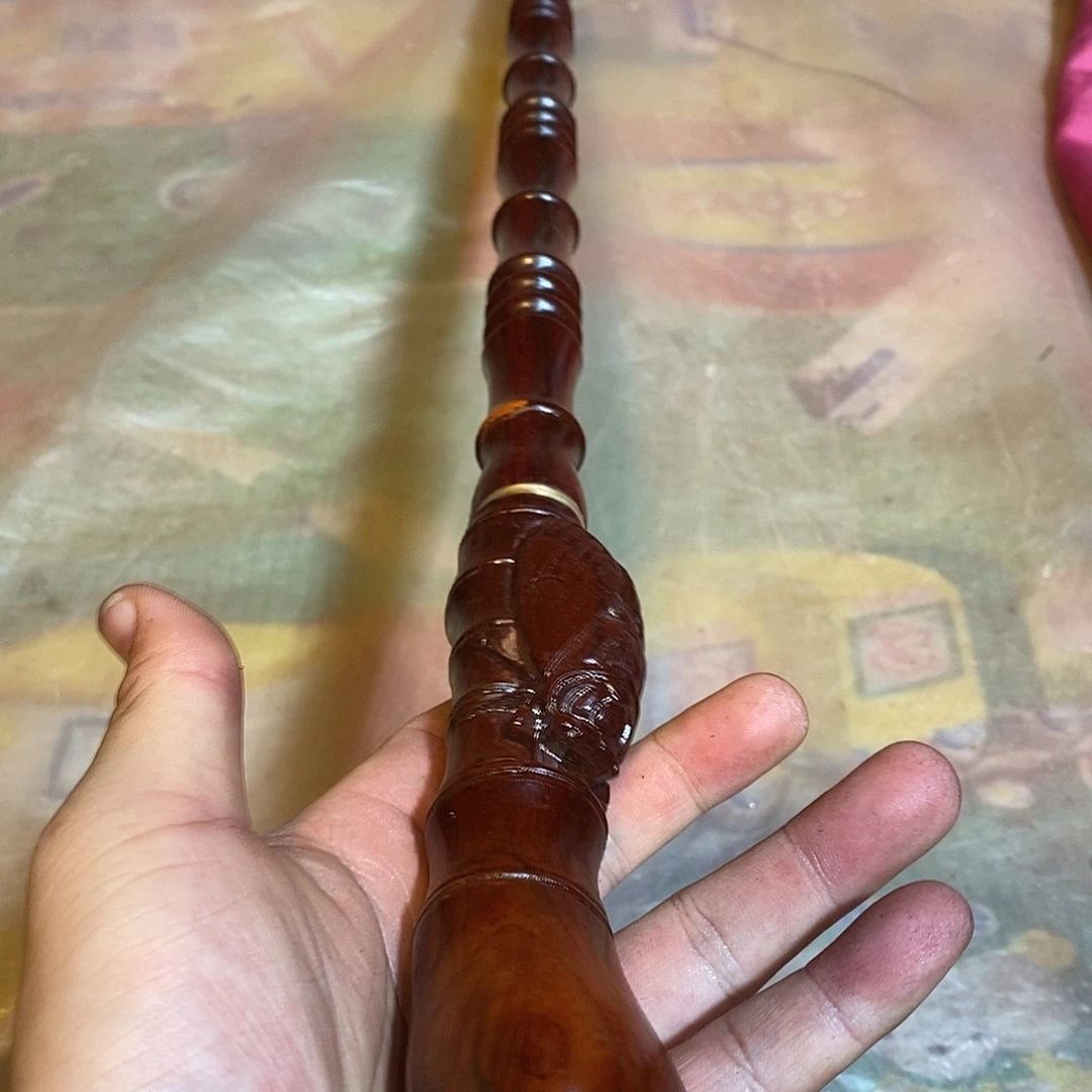 香榧木紫檀 知足常乐 拐棍 竹节 一根