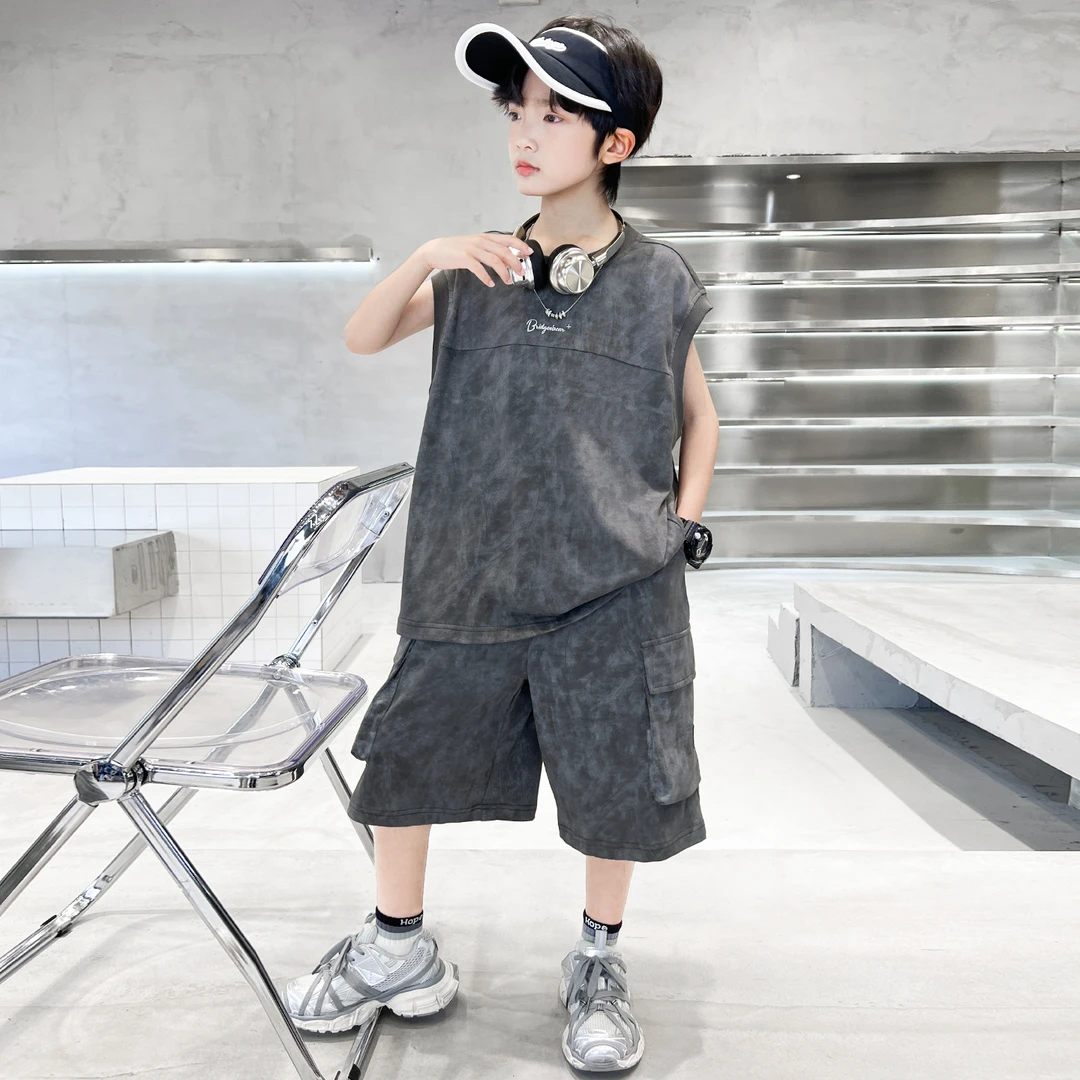 男童夏款2025新款背心套装中大儿童两件套痞帅潮【BN】B5387