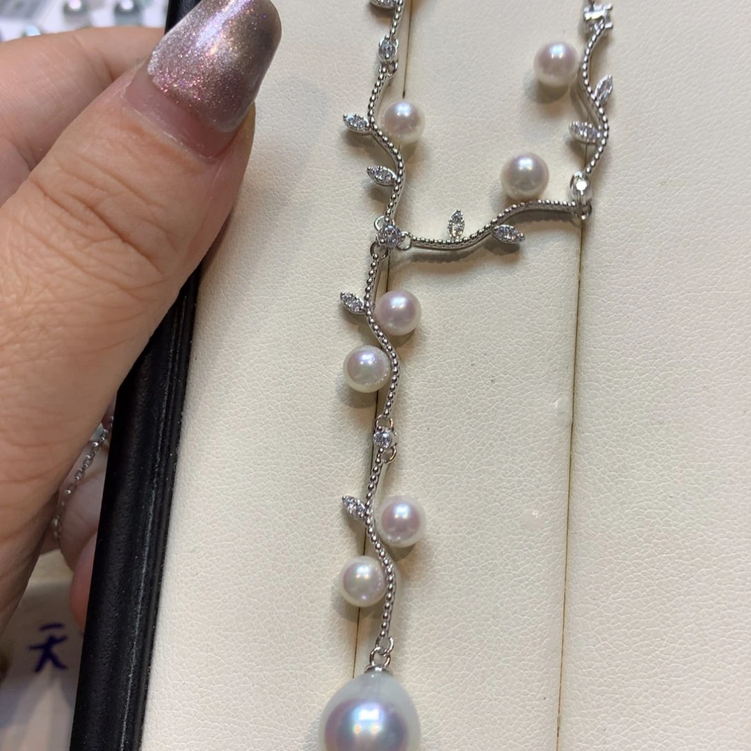 海水珍珠银S925镶嵌颈饰