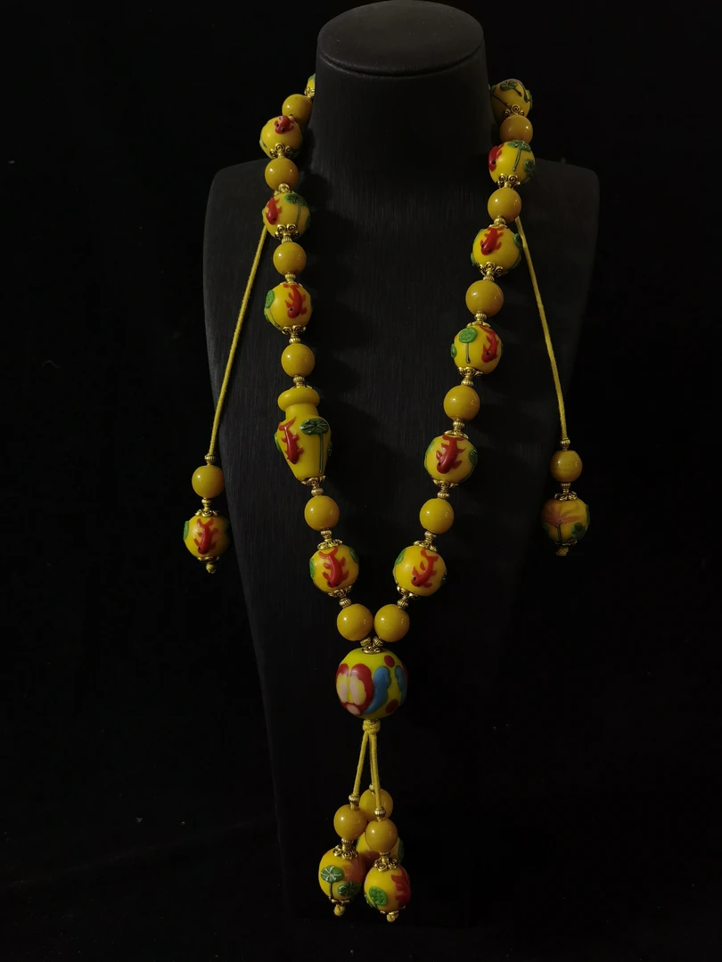 11204黄色锦鲤鱼细莲项链