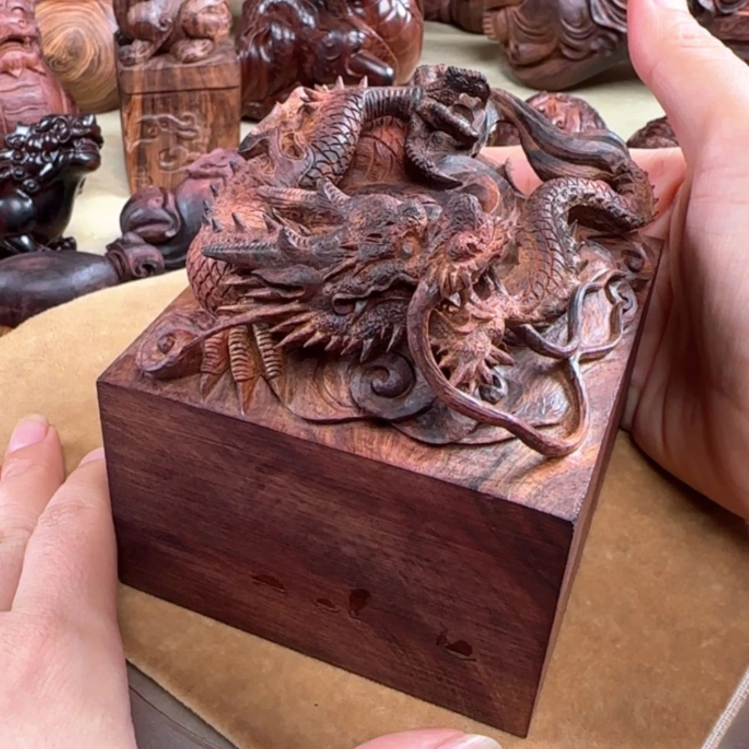 【闪购商品】黄花梨/降香黄檀黎*说龙印章 摆件品