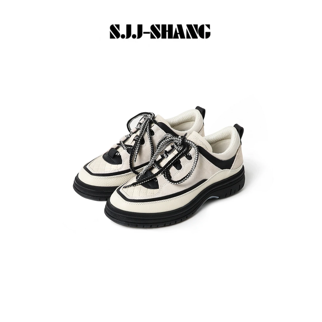 SJJ-SHANG【香香熊猫】牛皮革熊猫配色4公分厚底增高运动鞋q136594p