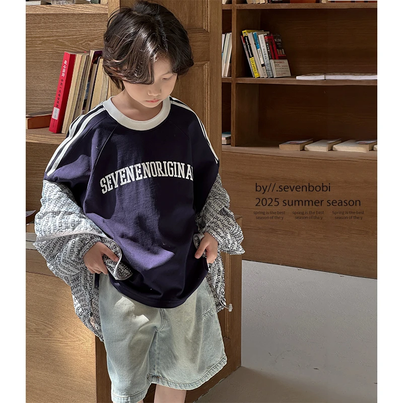 【现货】男童纯棉短袖T恤2025新款儿童夏装洋气上衣男孩童装半袖