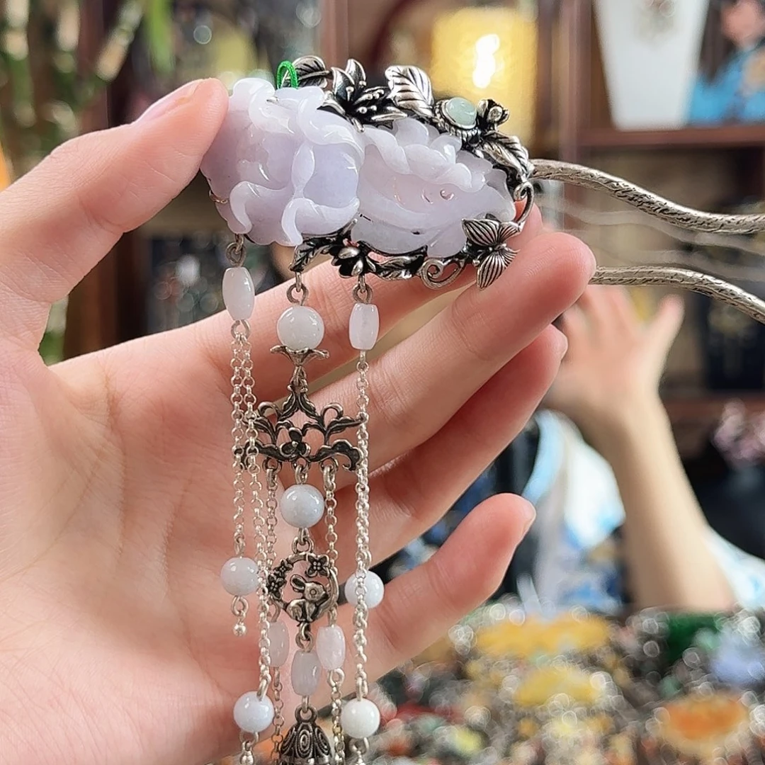 翡翠银S925镶嵌发饰