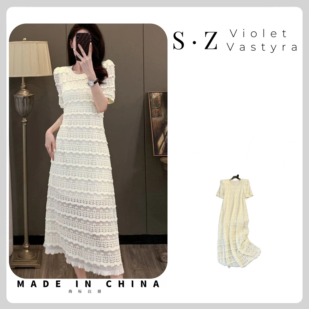 蕾丝连衣裙长款女洋气简约纯欲风长裙子 22036