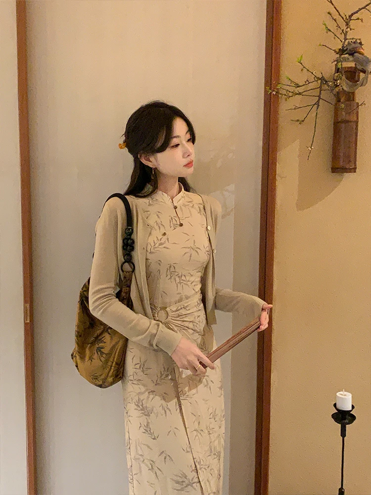EIA一尧新中式国风【玥竹】改良旗袍清冷贵气气质复古写意裙子