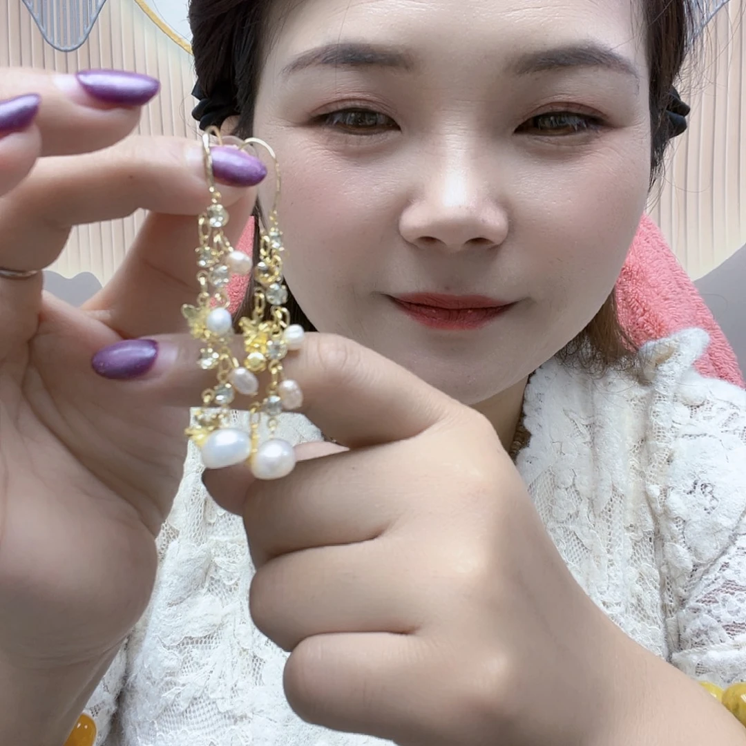 淡水珍珠颈饰合金耳坠