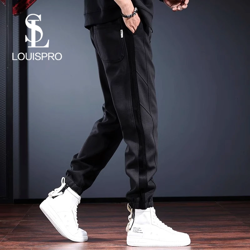 Louispro重磅卫裤男潮牌宽松束脚裤冬季新款百搭运动休闲加绒裤