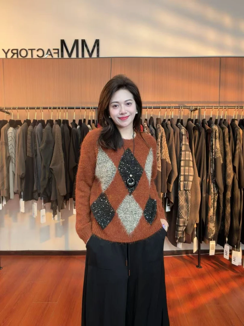 856 MM Factory 洋气妈妈时尚百搭减龄宽松大码女装针织上衣女