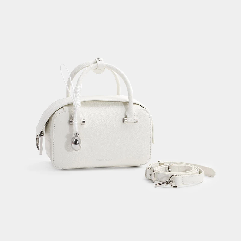 时尚休闲百搭拉链方款斜挎包白色枕头包斜跨手拎包