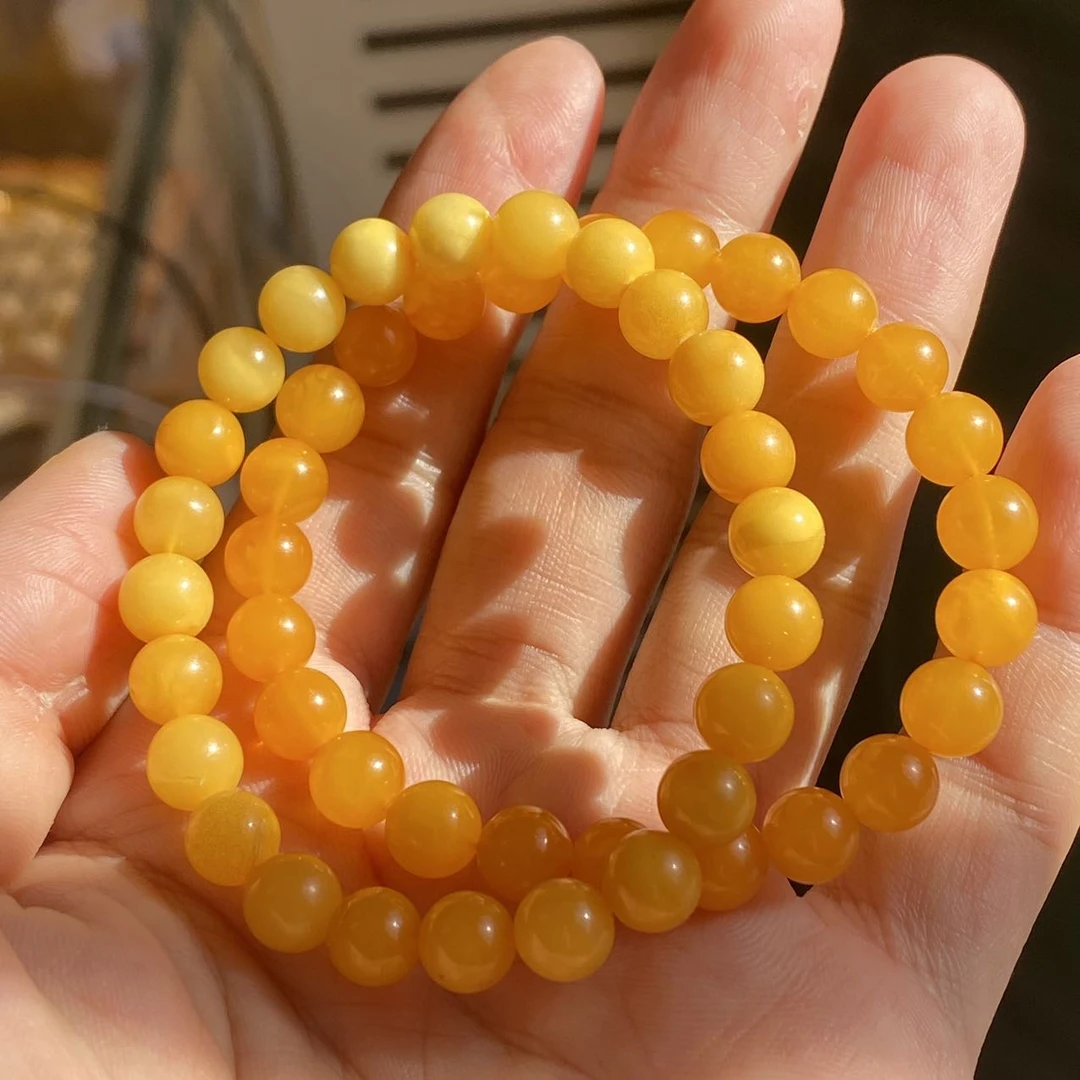 【佳哥严选】 J00635-蜜蜡圆珠手串-多样性发其一-7-8mm左右