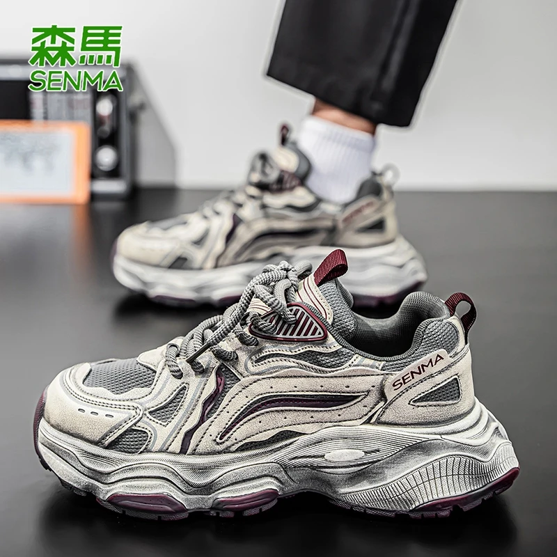 SENMA/森马春季爆款男鞋2025新款厚底增高运动鞋做旧耐脏老爹潮鞋
