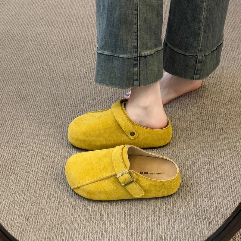 啄木鸟半拖勃肯鞋女鞋2025新款春夏季外穿懒人厚底丑萌包头凉拖鞋