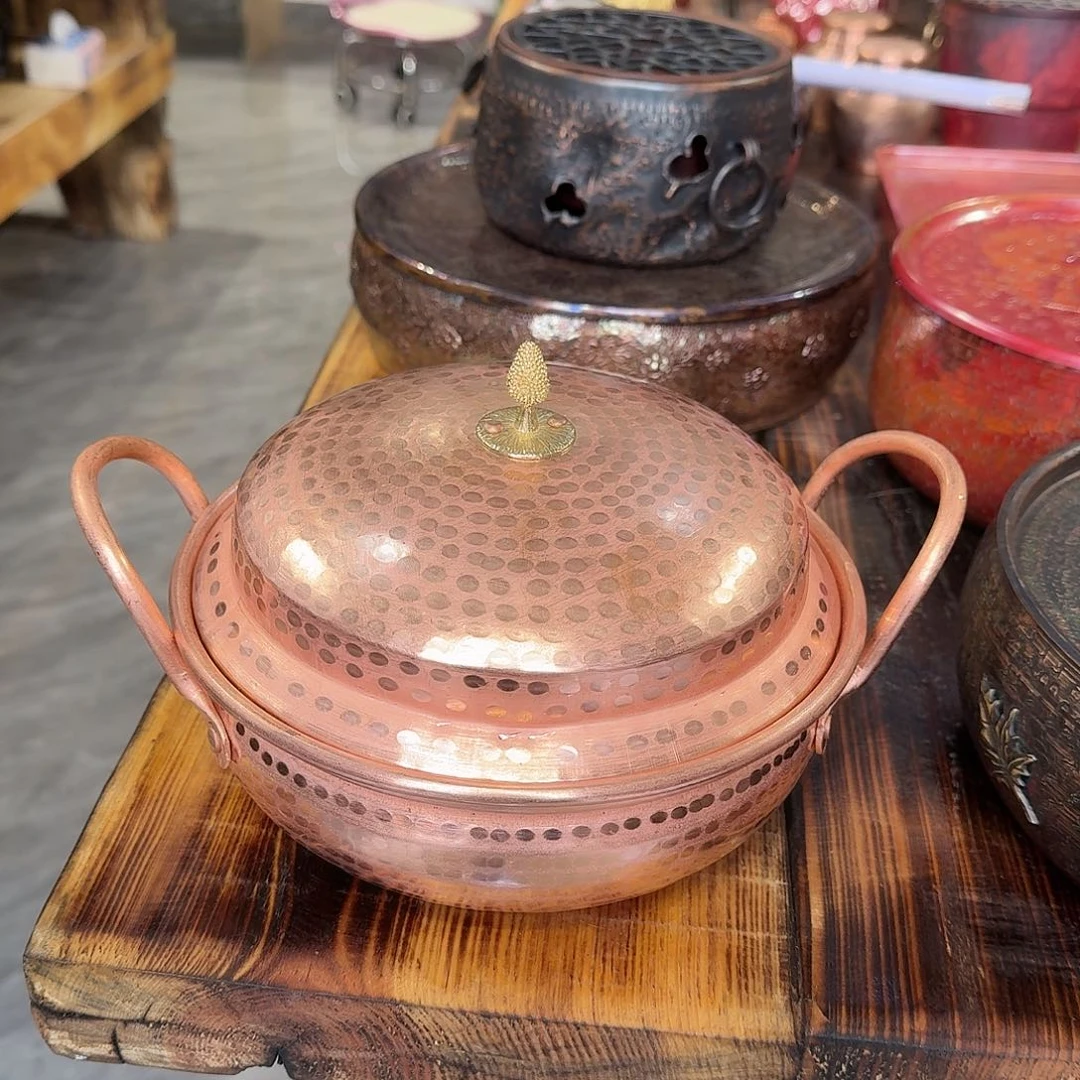 紫铜手工制作双耳锅18口径