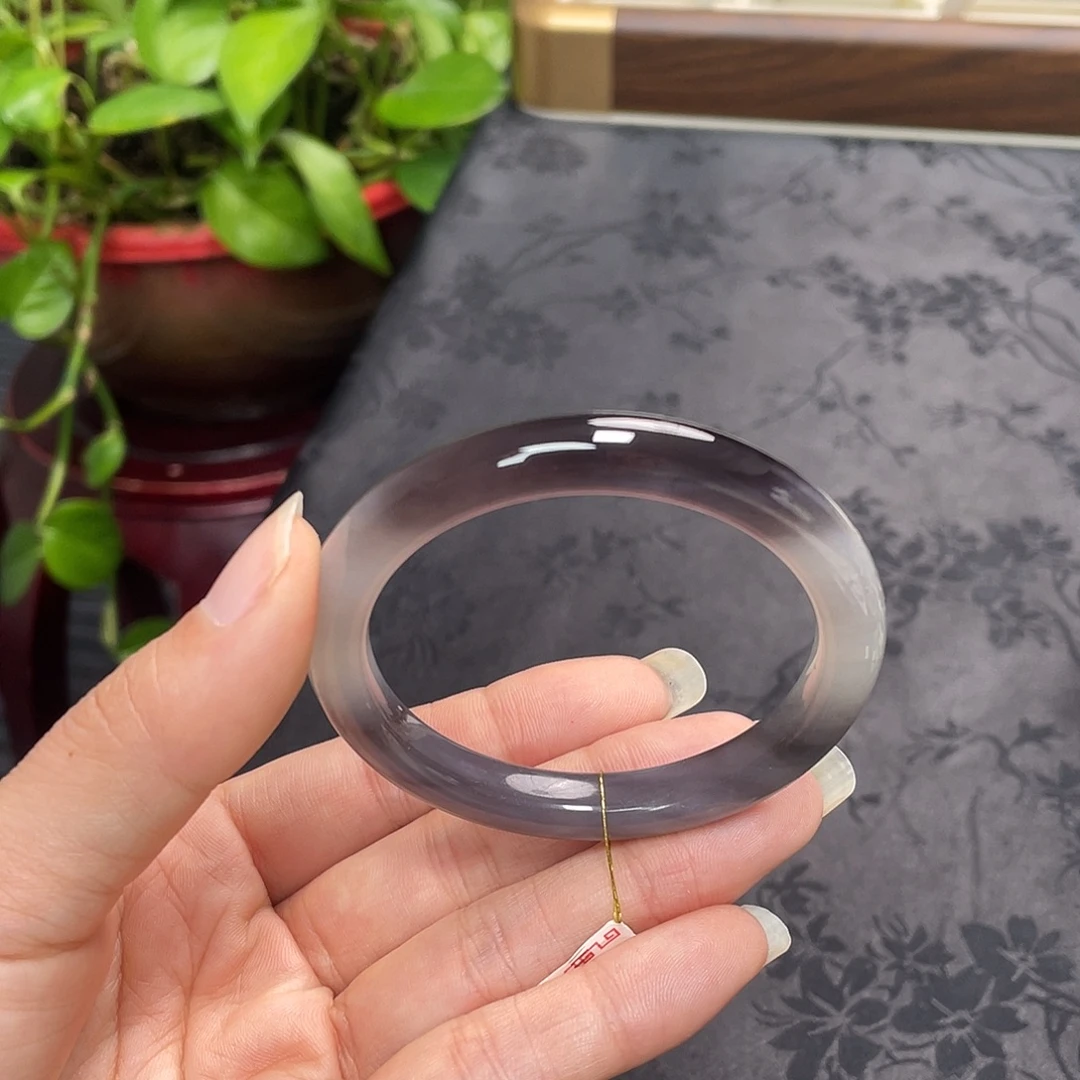 和田玉未镶嵌手镯-帝紫