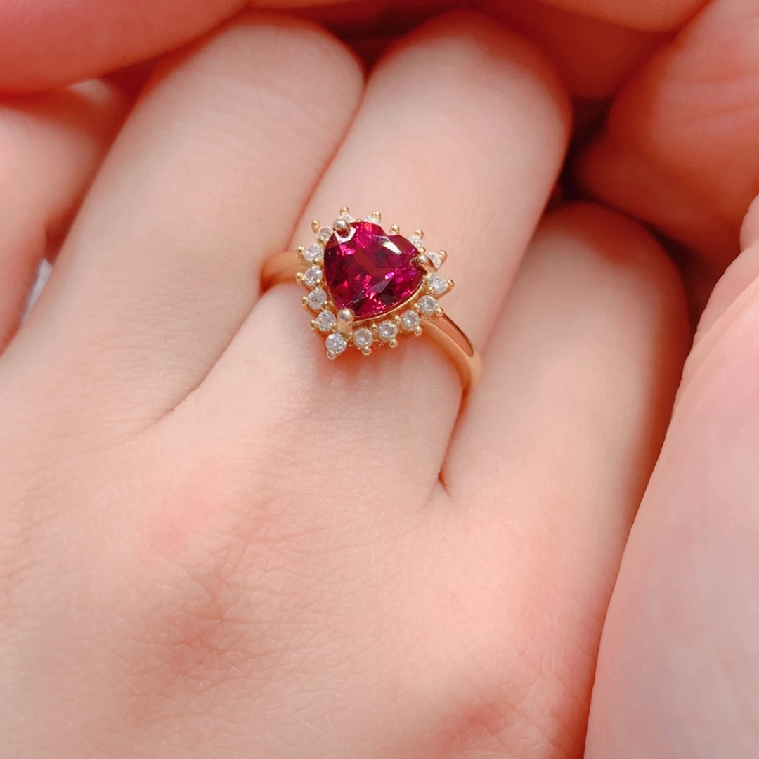 石榴石戒指银S925镶嵌