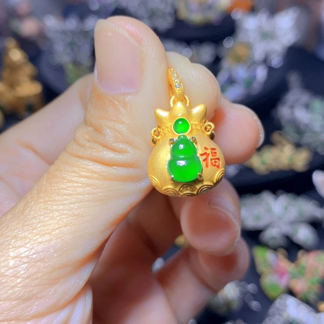 翡翠银S925镶嵌吊坠(不含链)天然资源
