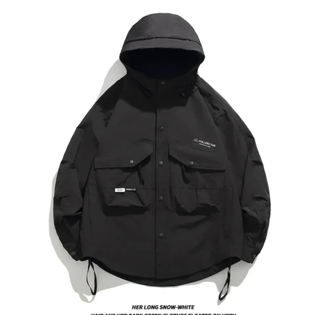 黑/2024秋季工装连帽流行百搭休闲时尚冲锋衣6098