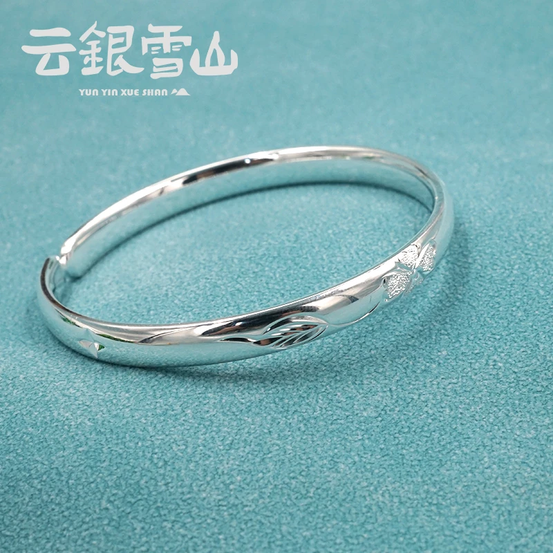 云银雪山 足银手镯 【四叶花影手镯】日韩经典女士足银手镯 YZ218