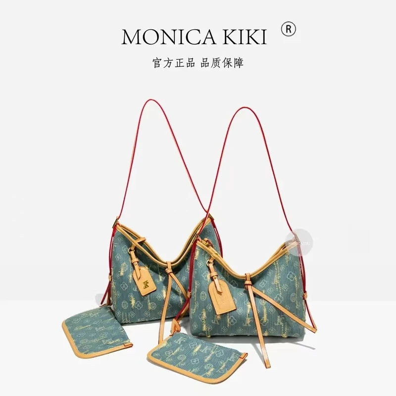 【MONICAKIKI/莫妮卡奇奇】牛仔蓝单肩斜跨小众原创托特包轻奢