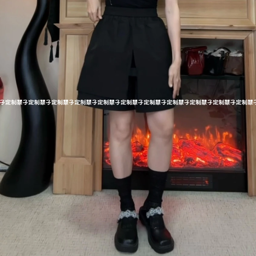 HZ 原创自制“双层链条裤”设计感小众花苞宽松通勤百搭短裤